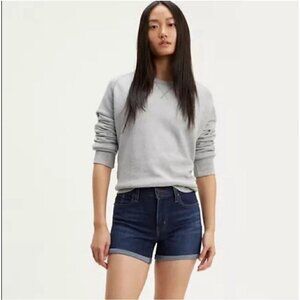 Levi's Denim Mid-Rise Shorts Stretch Dark Wash Women Size 27